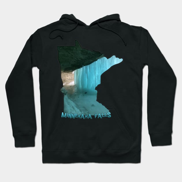 Minnesota State Outline (Minnehaha Falls in Winter) Hoodie by gorff